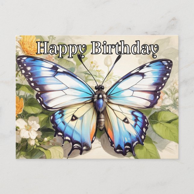 Pretty Creative Vintage Butterfly Illustration Holiday Postcard (Front)