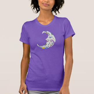Pretty Crescent Moon Face Colorful Patterns T-Shirt