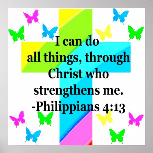 PRETTY CROSS AND BUTTERFLY PHILIPPIANS 413 POSTER