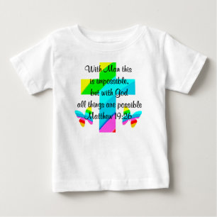 PRETTY CROSS AND RAINBOW MATTHEW 19:26 DESIGN BABY T-Shirt