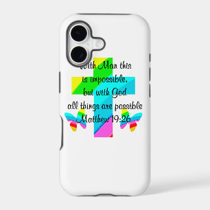 PRETTY CROSS AND RAINBOW MATTHEW 19:26 DESIGN iPhone 17 CASE
