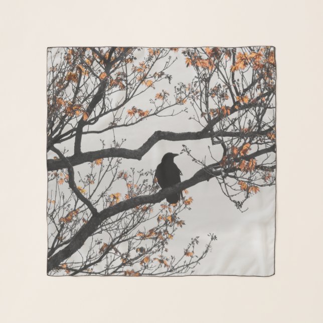 Pretty Crow In Tree Scarf (Front)