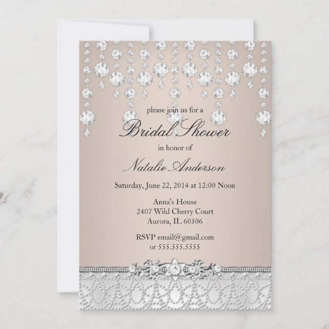 Pretty Crystal Bridal Shower Invitation (Front)