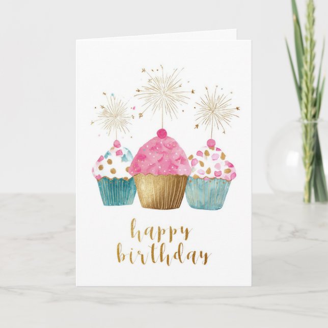 Pretty Cupcake Birthday Card (Front)