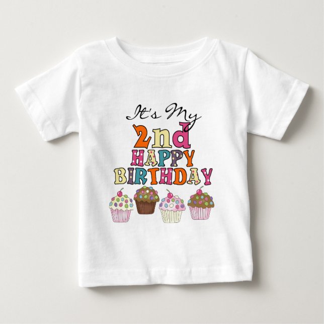 Pretty Cupcakes 2nd Birthday Tshirts and Gifts (Front)