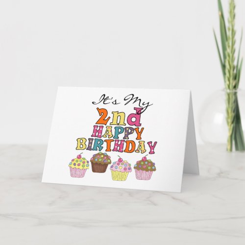 Pretty Cupcakes 2nd Birthday Tshirts and Gifts Card