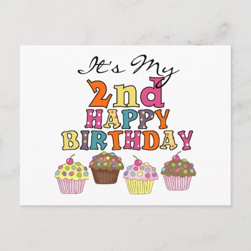 Pretty Cupcakes 2nd Birthday Tshirts and Gifts Postcard