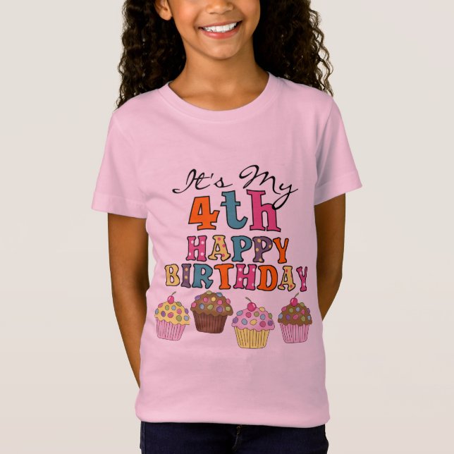 Pretty Cupcakes 4th Birthday Tshirts and Gifts (Front)