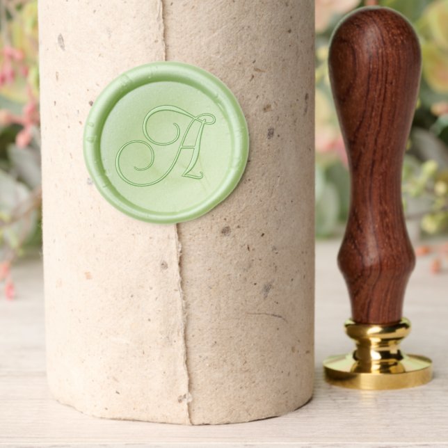 Pretty Curly Script Letter A Monogram Wax Seal Stamp (Insitu (Parchment))