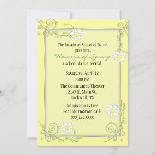 Pretty Custom Floral Recital Invitation