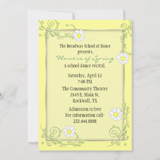 Pretty Custom Floral Recital Invitation