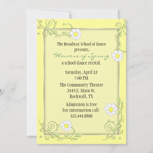 Pretty Custom Floral Recital Invitation