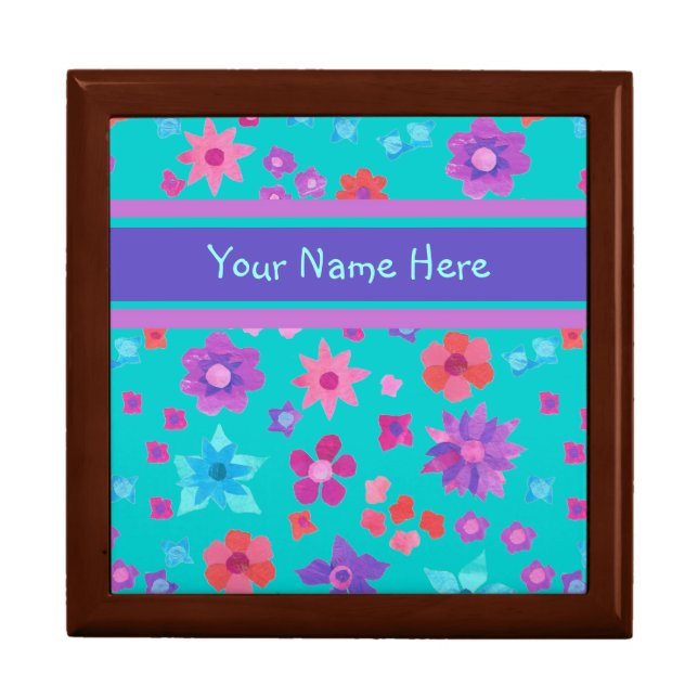 Pretty Custom Flower-Power Jewelry or Trinket Box (Front)