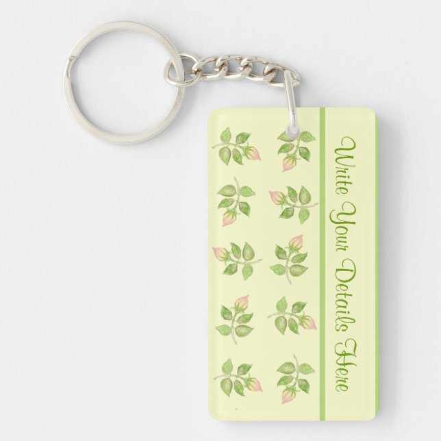 Pretty Custom Keychain, Nostalgic Rosebuds Keychain (Front)