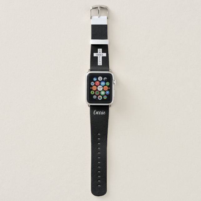 pretty CUSTOM NAME with CROSS | Apple Watch Band (Front)