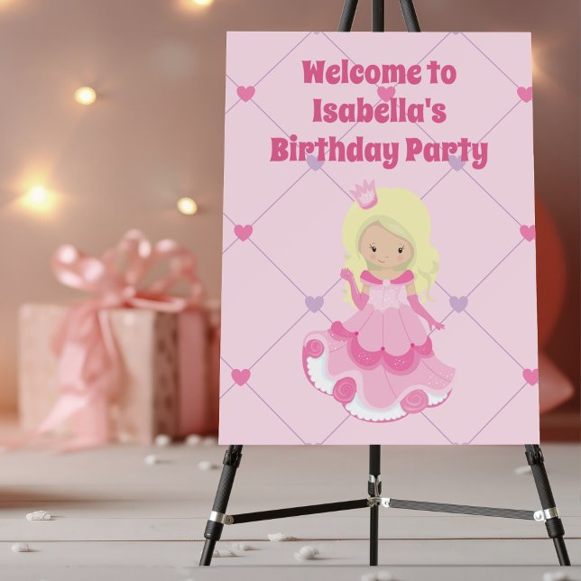 Pretty Custom Princess Girl Pink Birthday Party Foam Board (Creator Uploaded)