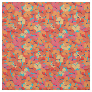 Pretty Custom Red Field Poppies on Sky Blue Fabric