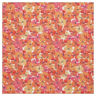 Pretty Custom Red Field Poppies on White Fabric
