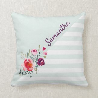 Pretty Customized Sage & White Stripes & Floral