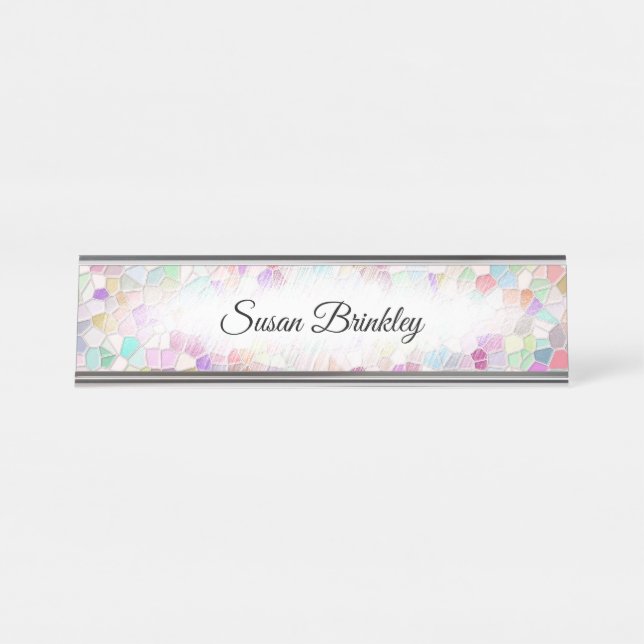 Pretty Cut Glass Personal  Desk Name Plate (Front)