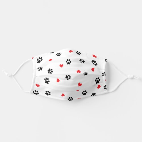 Pretty cute animal paw red heart pattern adult cloth face mask