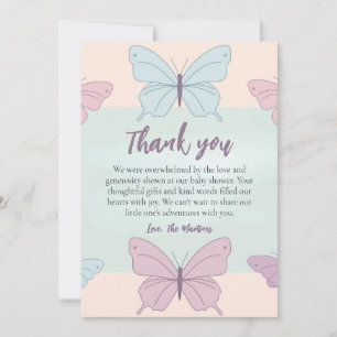 Pretty cute butterfly baby shower thank you cards