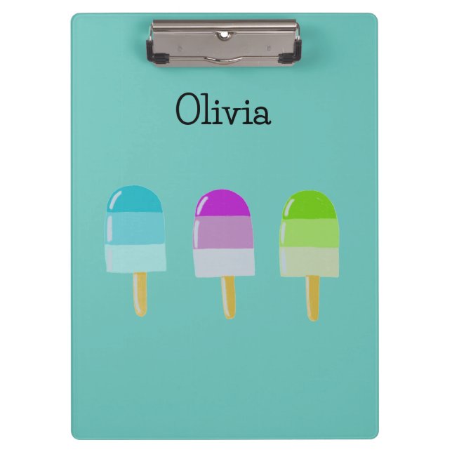 Pretty Cute Clipboard with Popsicle 3 Design (Front)