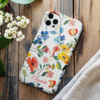 Pretty Cute Colorful Watercolor Ditsy Flowers iPhone 16 Pro Case