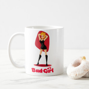 Pretty Cute Girl In Black White Coffee Mug