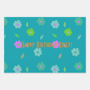 Pretty Cute Girls Retro Flower Wrapping Paper Sheets