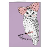 Pretty Cute Girly White Owl Bird Drawing (Front)