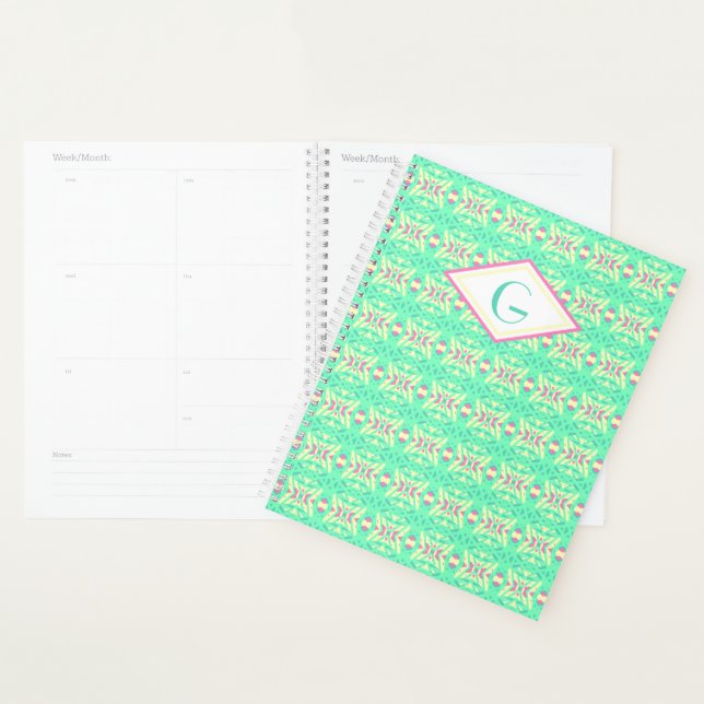 Pretty Cute Green Girl’s School Hobbies Homework Planner (Display)