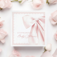 Pretty Cute Pink Bow Baby Shower Paper Napkins