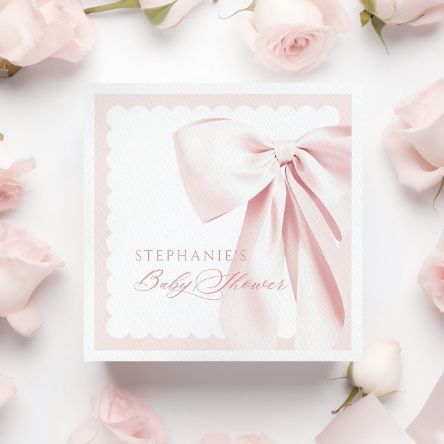 Pretty Cute Pink Bow Baby Shower Paper Napkins (Creator Uploaded)