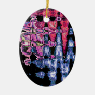 Pretty Cute Purple, Ash Gray, and Black Watercolor Ceramic Ornament