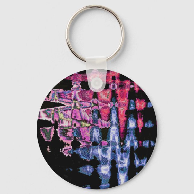 Pretty Cute Purple, Ash Gray, and Black Watercolor Keychain (Front)
