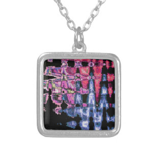Pretty Cute Purple, Ash Gray, and Black Watercolor Silver Plated Necklace