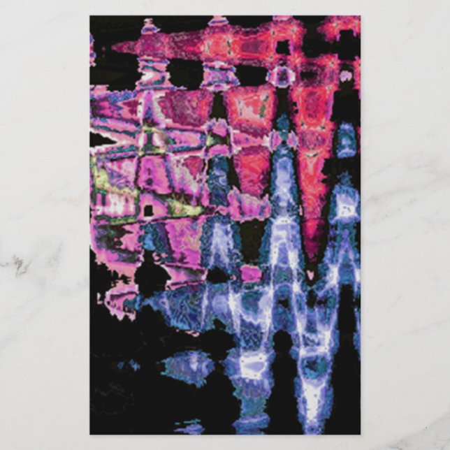 Pretty Cute Purple, Ash Gray, and Black Watercolor Stationery (Front)