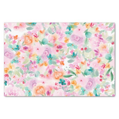 Pretty cute soft pastel floral watercolor pattern tissue paper