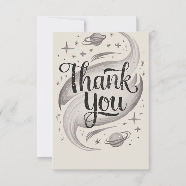 Pretty Cute Starry Celestial Thank You Card (Front)