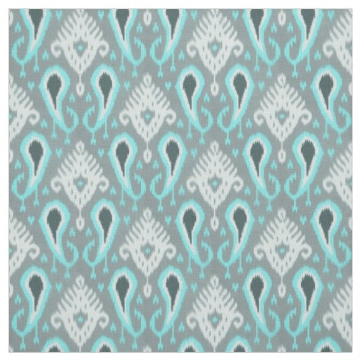Pretty Cute Trendy Turquoise Ikat Tribal Pattern Fabric