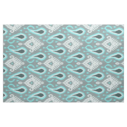 Pretty Cute Trendy Turquoise Ikat Tribal Pattern Fabric