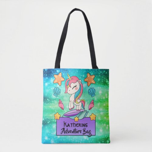 Pretty Cute Unicorn with Blue Ocean Theme Tote Bag