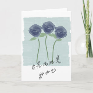 Pretty Cute Watercolor Art Roses Thank you Card
