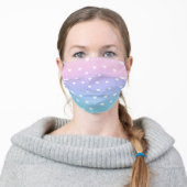 Pretty cute white ombre pink purple heart pattern adult cloth face mask (Worn)