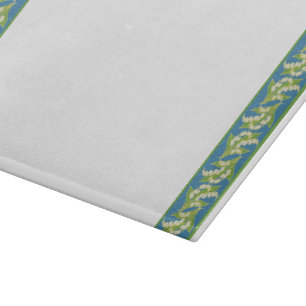Pretty Cutting Board: Lilies of the Valley, Blue Board