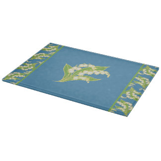 Pretty Cutting Board: Lilies of the Valley, Blue Cutting Board