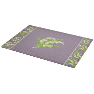 Pretty Cutting Board: Lilies of the Valley, Mauve Cutting Board