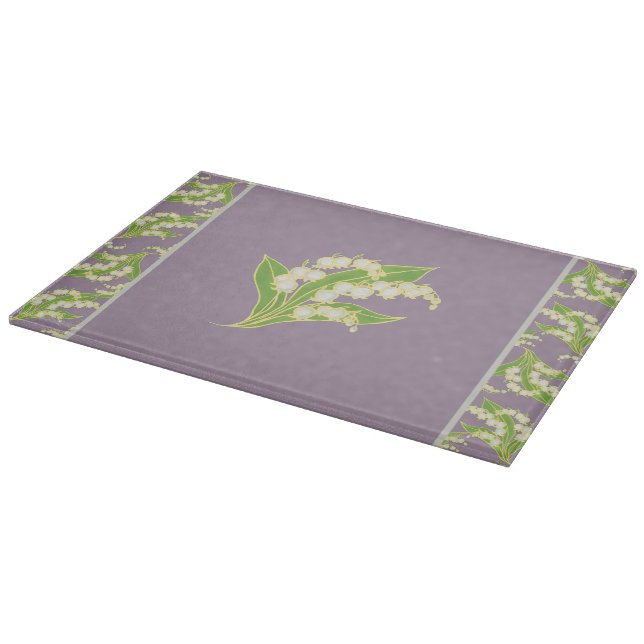 Pretty Cutting Board: Lilies of the Valley, Mauve Cutting Board (Corner)