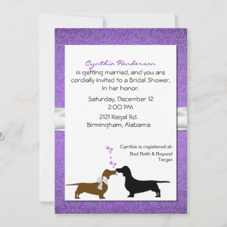 Pretty Dachshunds Bridal Shower Invitation